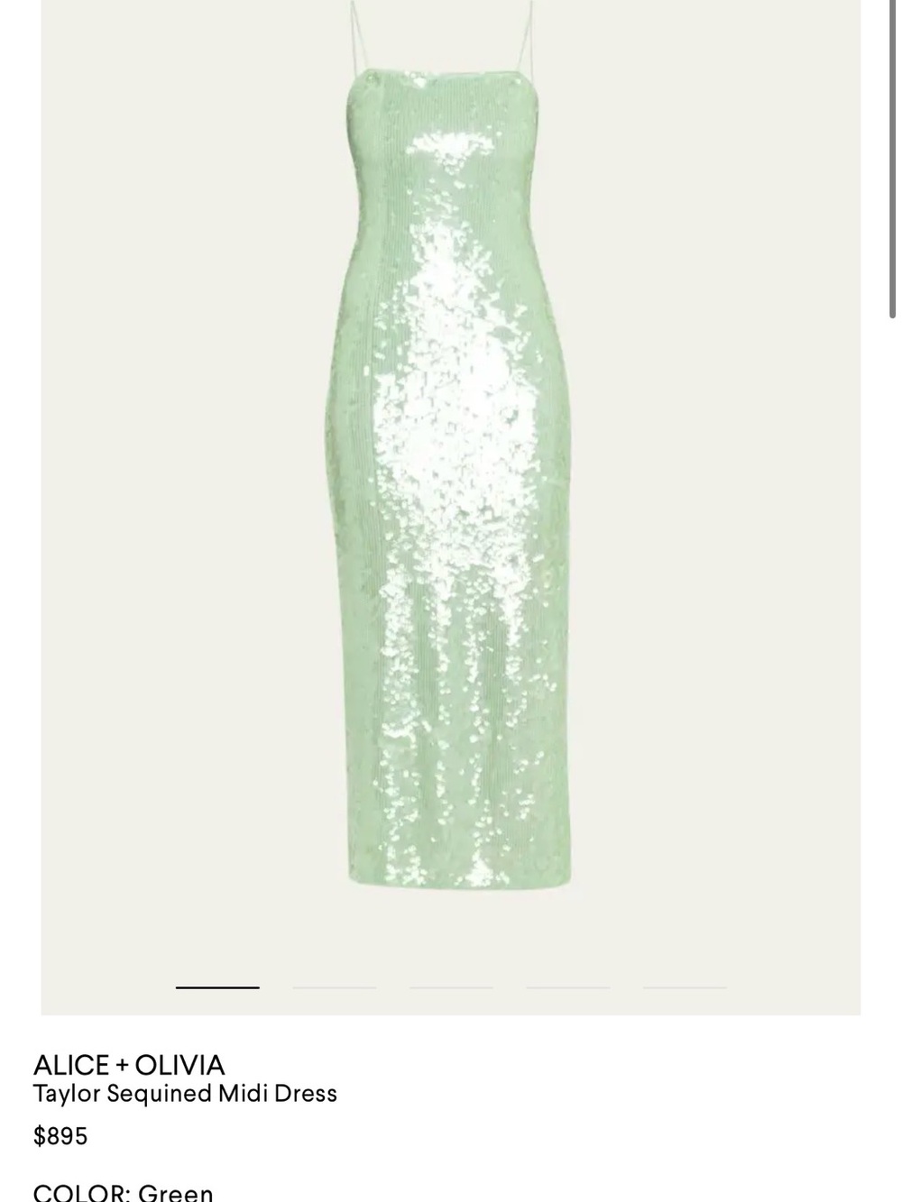 Alice + Olivia Mint Green Sequined Midi Dress